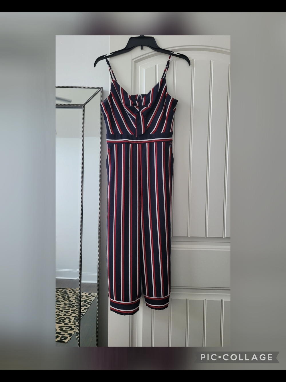 Teeze Me Navy, Red & White Striped Sleeveless Jumpsuit